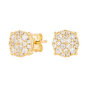 8MM Pave Set Moissanite Stud Earrings in Yellow Gold Vermeil
