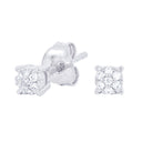 Pendientes de botón redondos de moissanita con pavé de 3 mm en vermeil de oro blanco