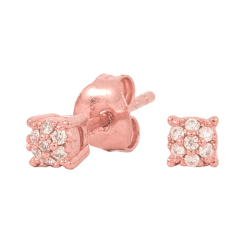 Men's 3MM Pave Round Moissanite Stud Earrings in Rose Gold Vermeil