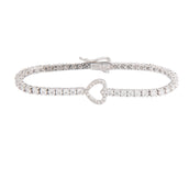 Women's Moissanite Heart Tennis Bracelet in White Gold Vermeil