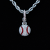 Iced Baseball Clip On Pendant - White Gold