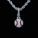 Iced Baseball Clip On Pendant in White Gold