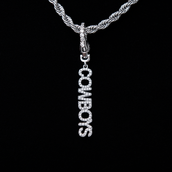 Dallas Cowboys Official NFL Wordmark Logo Clip On Pendant in White Gold