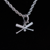 Iced Baseball Bat Clip On Pendant in White Gold