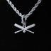 Iced Baseball Bat Clip On Pendant in White Gold