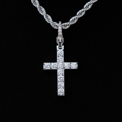 Diamond Cross Clip On Pendant in White Gold