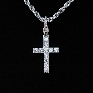 Diamond Cross Clip On Pendant in White Gold
