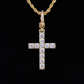 Diamond Cross Clip On Pendant in Yellow Gold