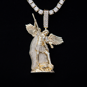 Large Saint Michael Pendant - Yellow Gold