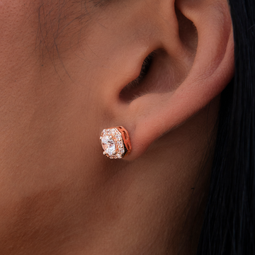 Micro Clustered Diamond Earrings - Rose Gold