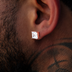 Pendientes de oro rosa con diamantes talla princesa de 7 mm