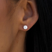 5MM Round Cut Diamond Stud Earrings - Rose Gold
