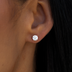 Pendientes de moissanita redondos de corte brillante en vermeil de oro rosa - 5mm