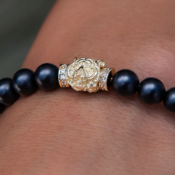 Tiger Beaded Bracelet in Yellow Gold
