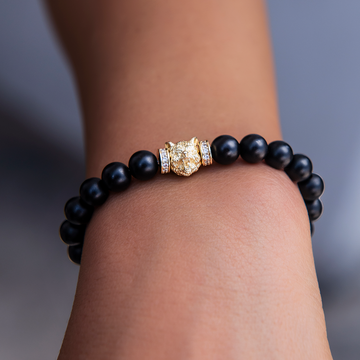 Pulsera de cuentas de oso en oro amarillo