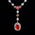 Pearl Ruby Gemstone Lariat Necklace in Yellow Gold
