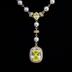 Pearl Canary Gemstone Lariat Necklace in Yellow Gold