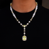 Pearl Canary Gemstone Lariat Necklace in Yellow Gold