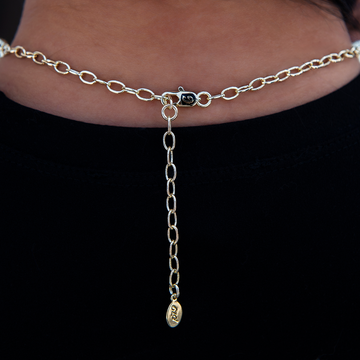 Pearl Ruby Gemstone Lariat Necklace in Yellow Gold