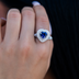 Anillo Corazón de Zafiro en Vermeil de Oro Blanco