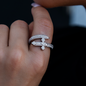 Diamond Sword Ring in White Gold Vermeil