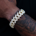 Pulsera cubana de eslabones tipo baguette de 19 mm - Oro amarillo