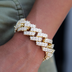 19MM Prong Baguette Cuban Bracelet - Yellow Gold