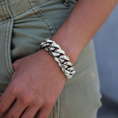 GLD Signature Cuban Link Bracelet in White Gold- 19mm