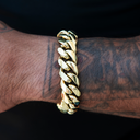 Pulsera Cuban Link distintiva en oro amarillo - 19 mm