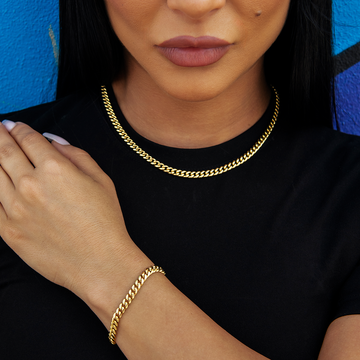 5mm Cuban Necklace + Bracelet Bundle - Yellow Gold