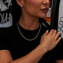 2mm Rope Necklace + Bracelet + 5mm Round Cut Stud Earring Bundle in Yellow Gold