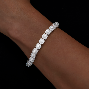 Conjunto de microcolgantes de tenis (collar + pulsera + pendientes) en oro blanco