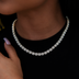 Paquete de collar de tenis microagrupado + pulsera + aretes en oro amarillo