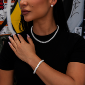 Micro Clustered Tennis Necklace + Bracelet + Earring Bundle in White Gold