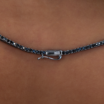 Diamond Tennis Necklace in Black- 2mm