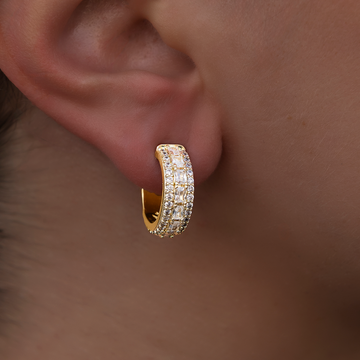 Multi-Layer Band Hoop Earrings in Yellow Gold