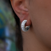 Multi-Layer Band Hoop Earrings in White Gold