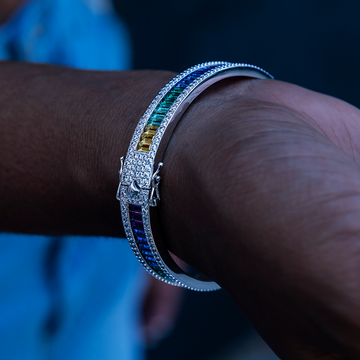 Brazalete Rainbow helado de oro blanco