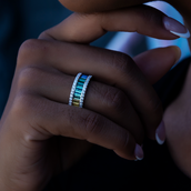 Rainbow Baguette Ring in White Gold Vermeil