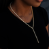 Diamond Marquise Stone Lariat Necklace in Yellow Gold