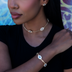 Iced Evil Eye Bracelet in Yellow Gold