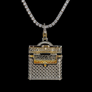 Colgante con clip para bolso tipo "Iced" en oro amarillo