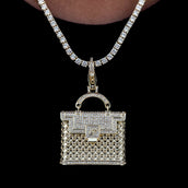 Iced Purse Clip On Pendant in Yellow Gold