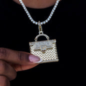 Iced Purse Clip On Pendant in Yellow Gold