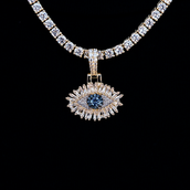 Iced Evil Eye Micro Pendant in Yellow Gold