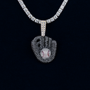 Iced Black Baseball Pendant in Yellow Gold