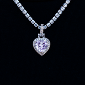 Micro Iced Purple Heart Pendant in White Gold