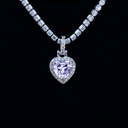 Micro Iced Purple Heart Pendant in White Gold