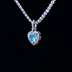 Colgante Micro Corazón Azul Helado en Oro Blanco