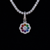Colgante con clip de flor de arcoíris en oro blanco
